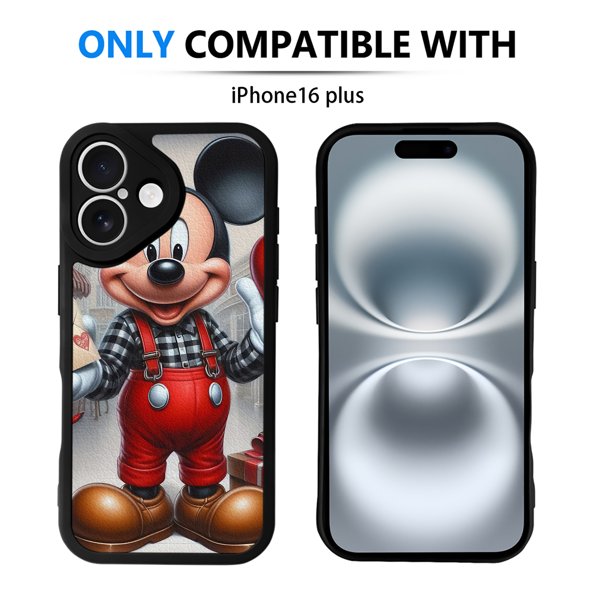 （画像用） ミッキーマウス Mickey Mouse 【iPhone 16シリーズ対応】シリコンスマホケース（レザー調） 材質：シリコン